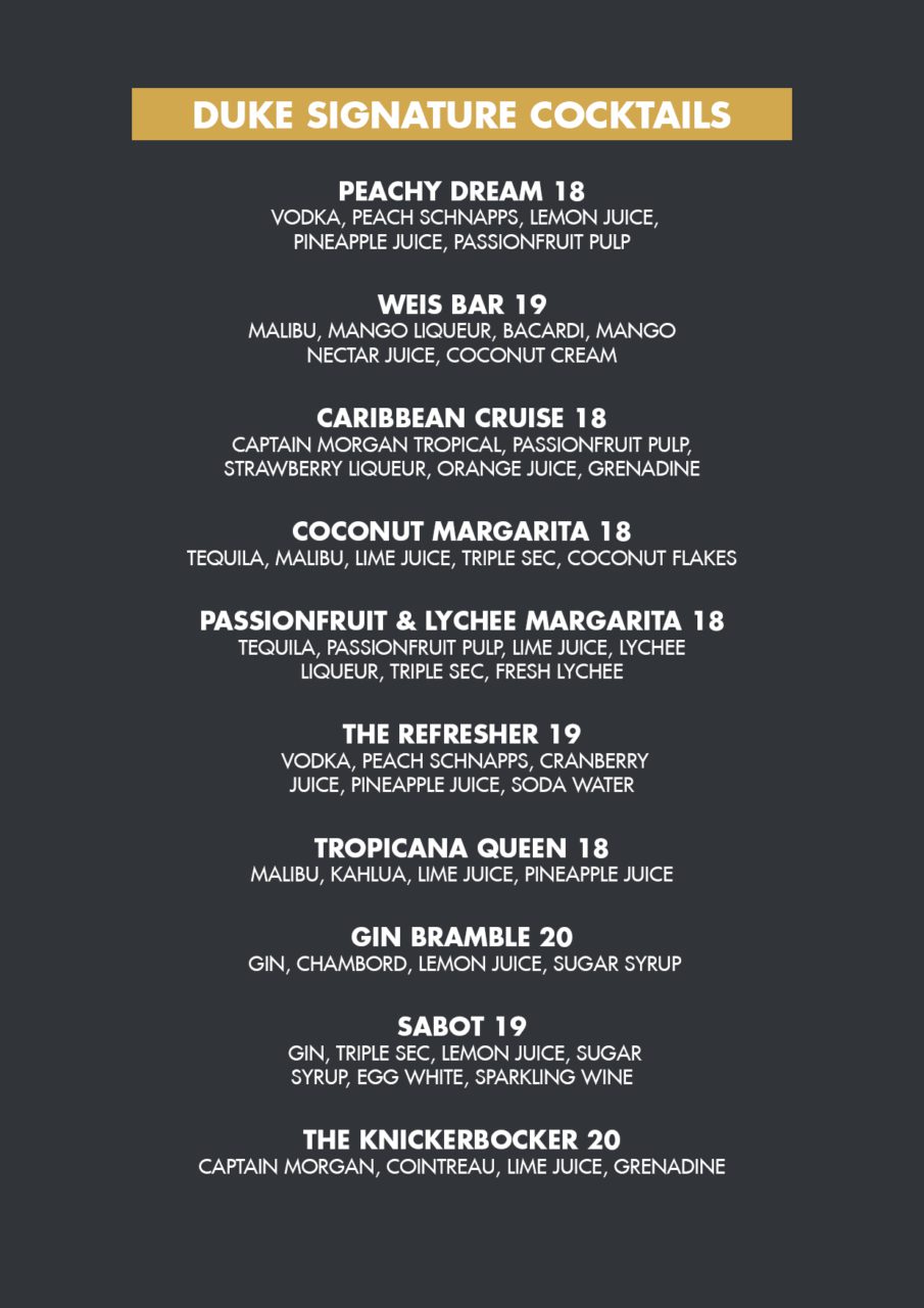 Duke Cocktail List A43