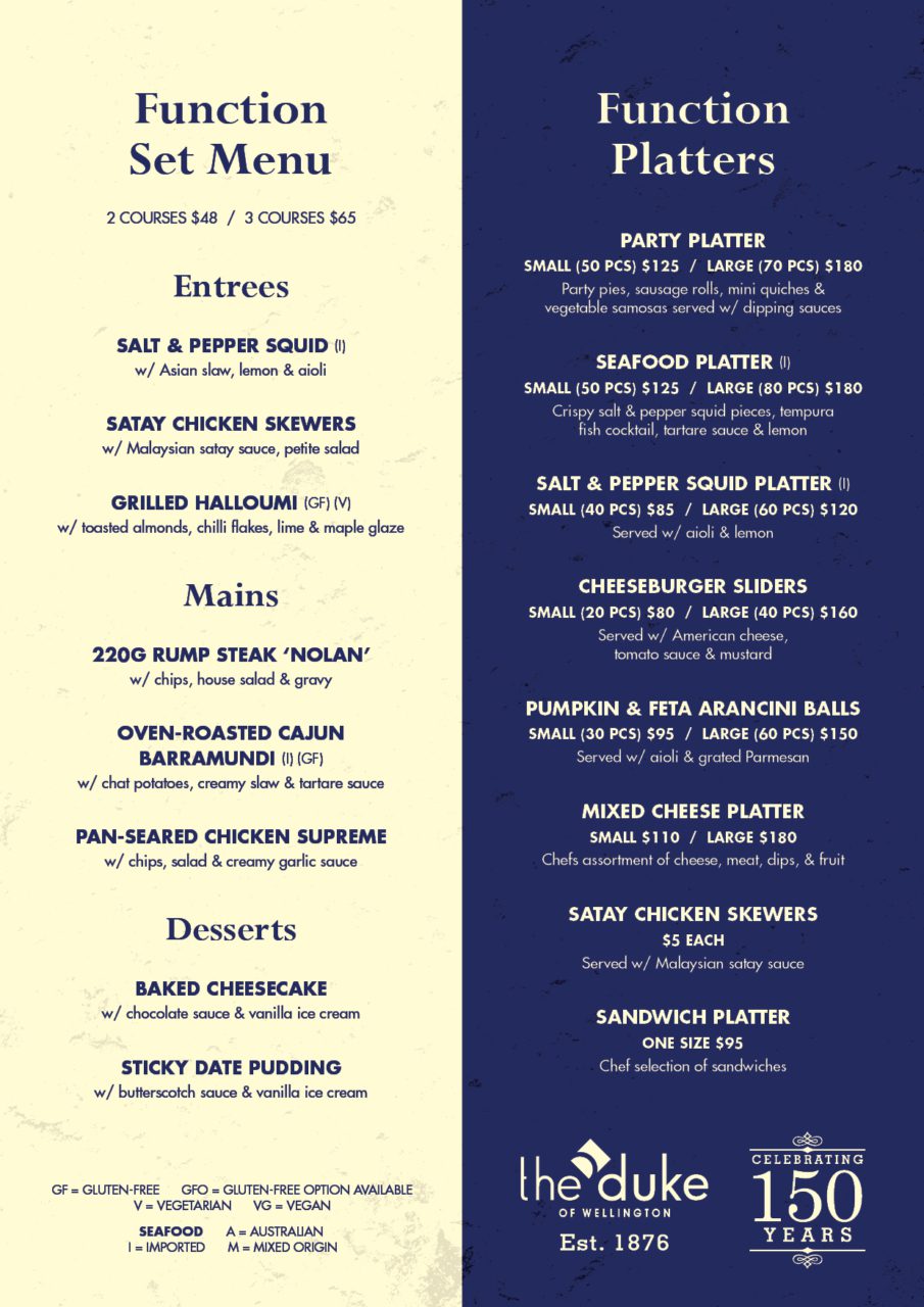Duke Function Menu (June 2026)
